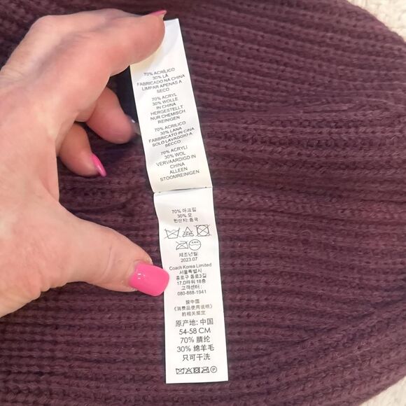 Coach Purple Tonal Patch Beanie main image 4